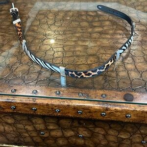 Vintage Brighton Calf-Hair Trim Animal Print Leather Belt